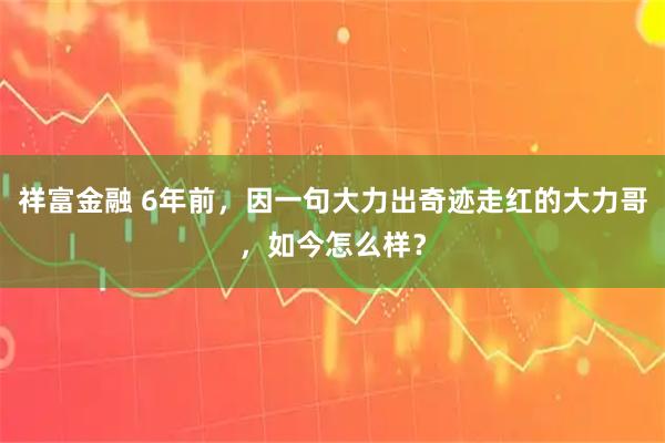 祥富金融 6年前，因一句大力出奇迹走红的大力哥，如今怎么样？